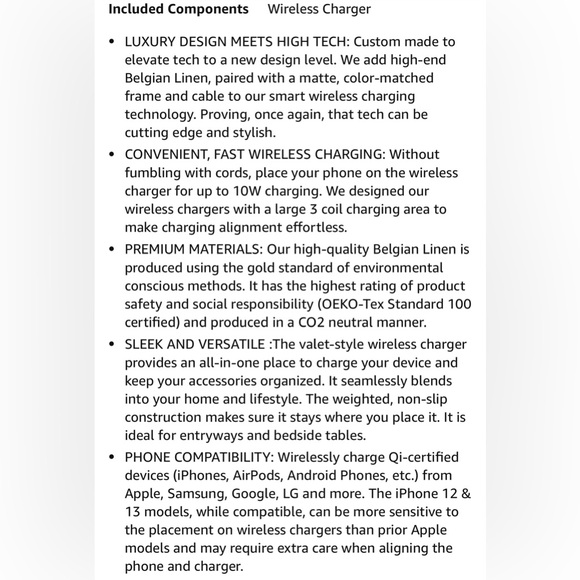 Courant Catch 3 Belgium Linen Wireless Charging Station - Picture 6 of 11